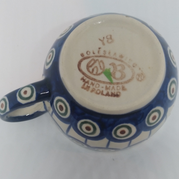 Handmade and painted Boleslawiec tea cup saucer set - Picture 5 of 5